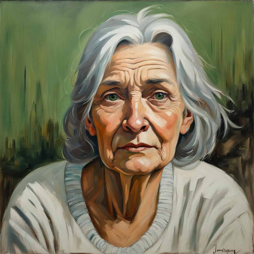 Wise Woman Portrait in Oil Painting Style
