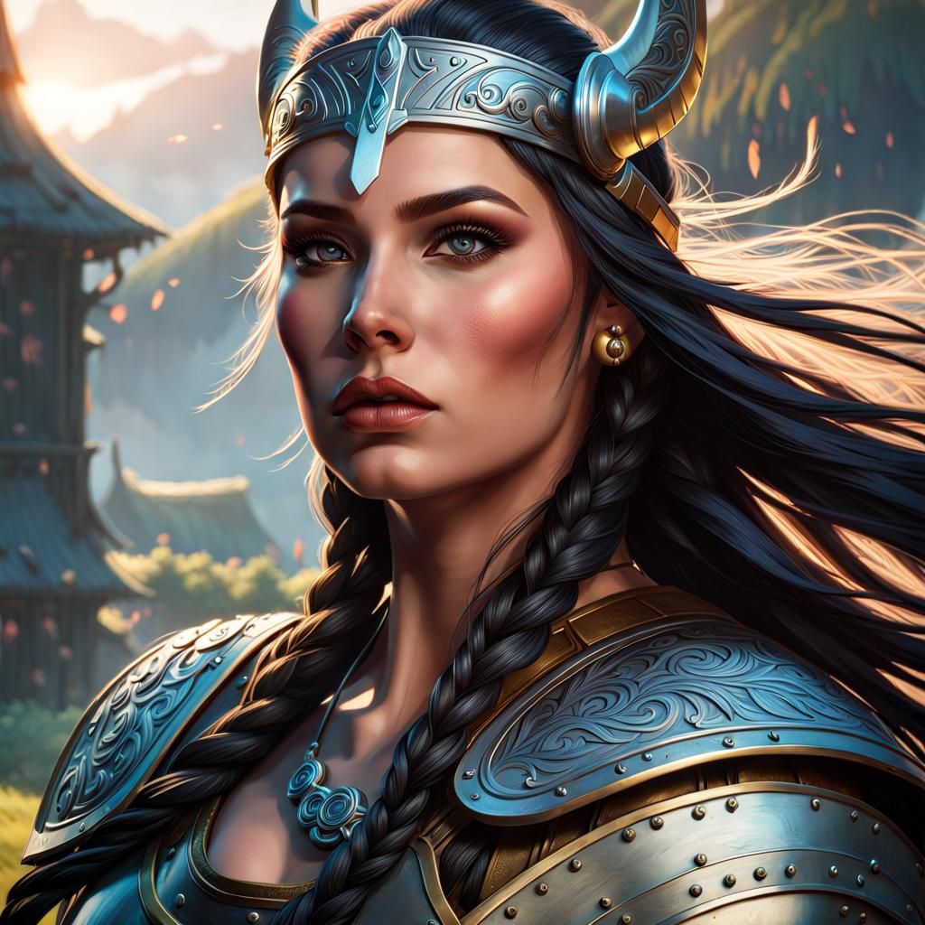 Valkyrie Portrait in Hyperrealistic Digital Art Style