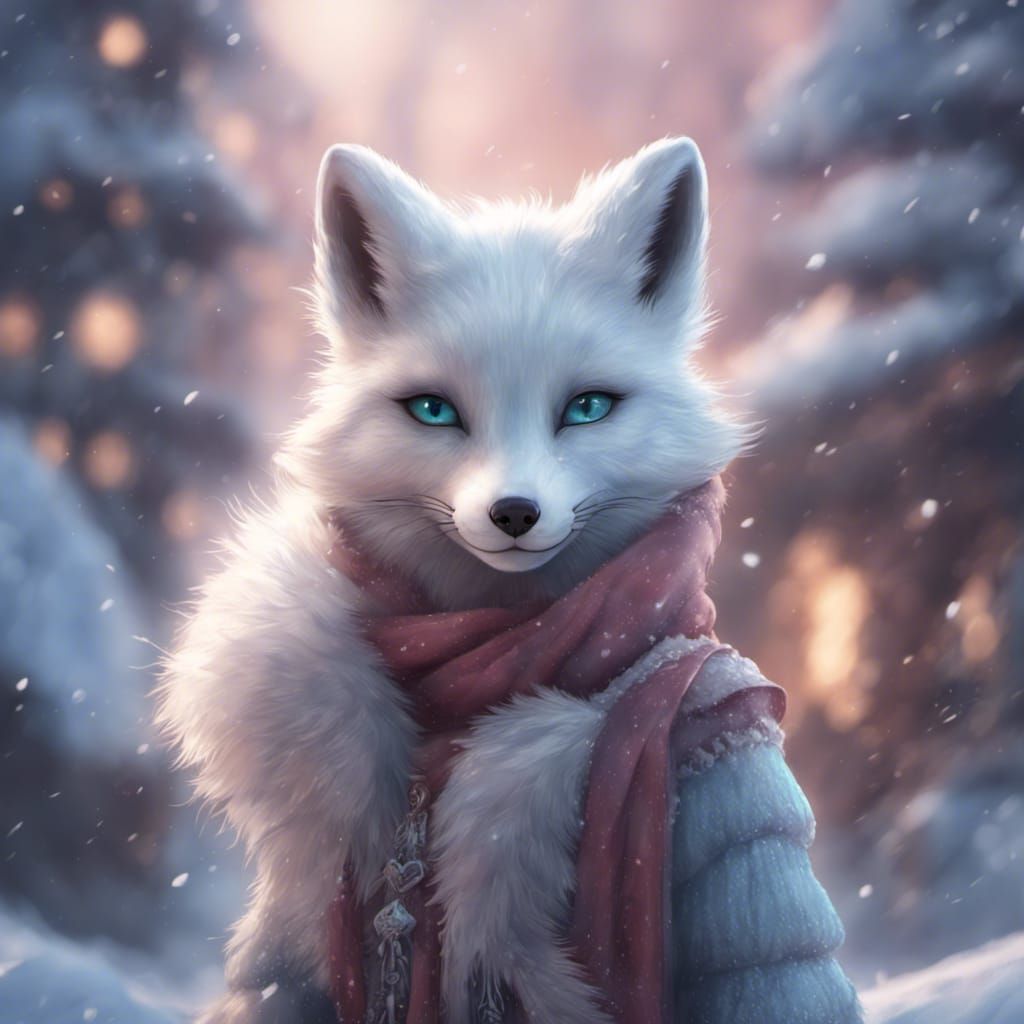 Furry Arctic Fox Girl in Winter Fantasy