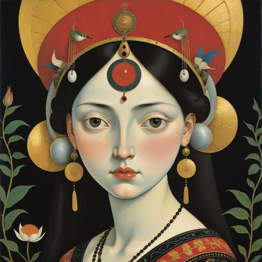 Indigenous Naive Art Fairytale Inspired by the Masters