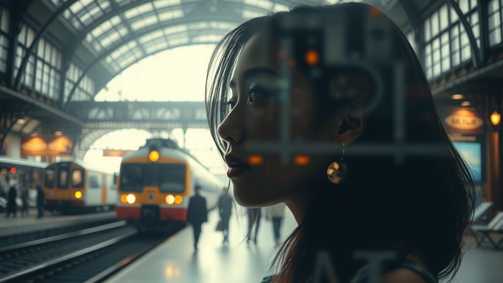 Steampunk Train Station Silhouette