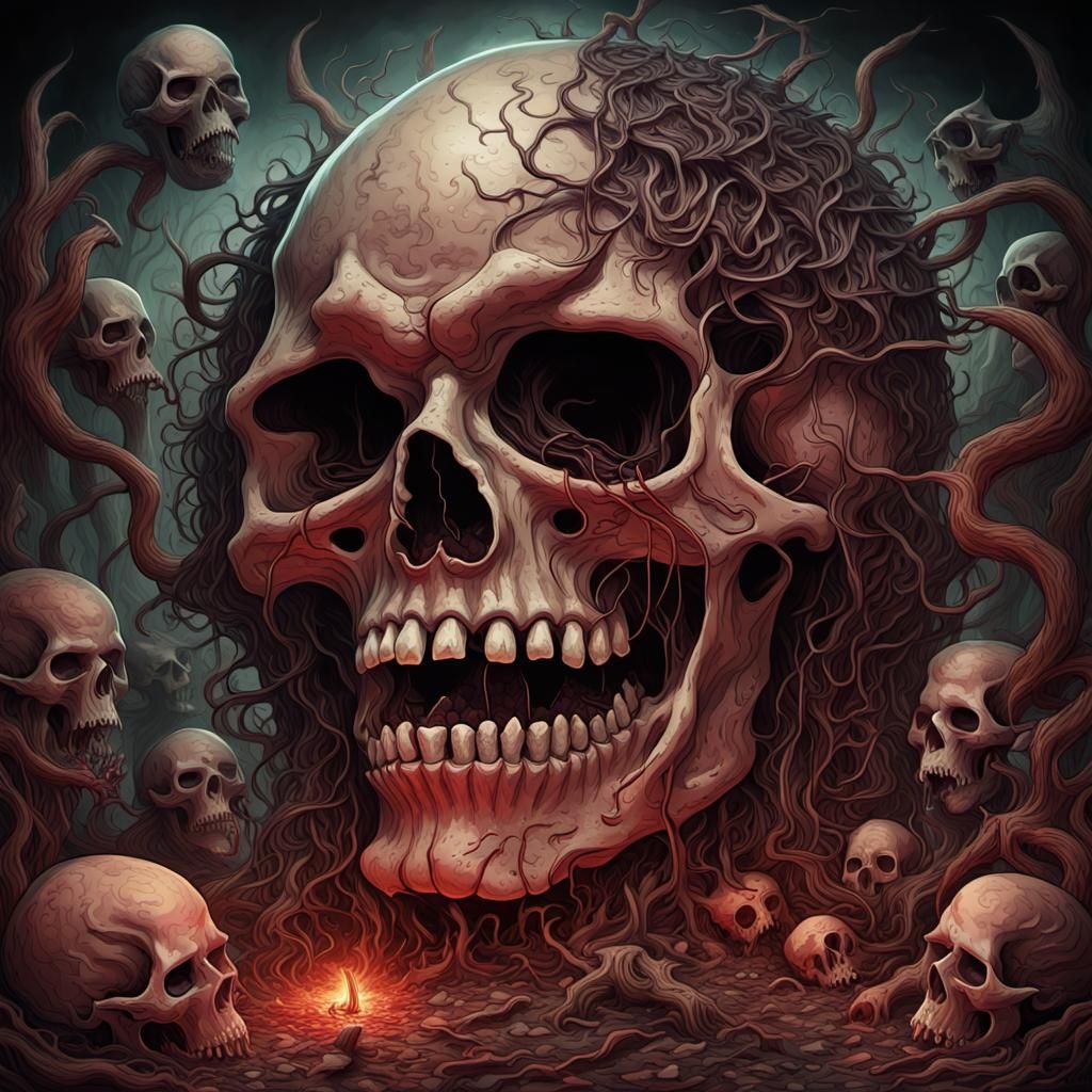 Chaotic Hellscape: A Digital Death Metal Album Cover