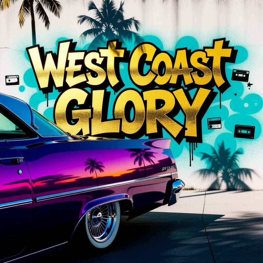 Lowrider Chrome Reflection: Violet Dusk & Gold Haze