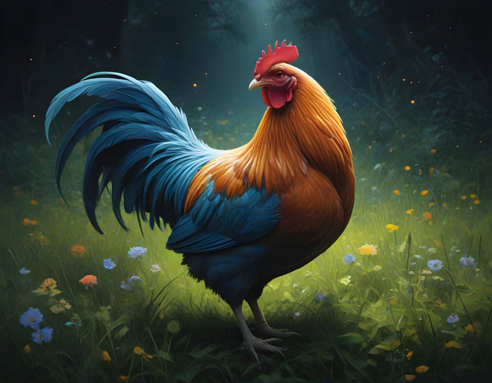 Majestic Chicken in Vibrant Field