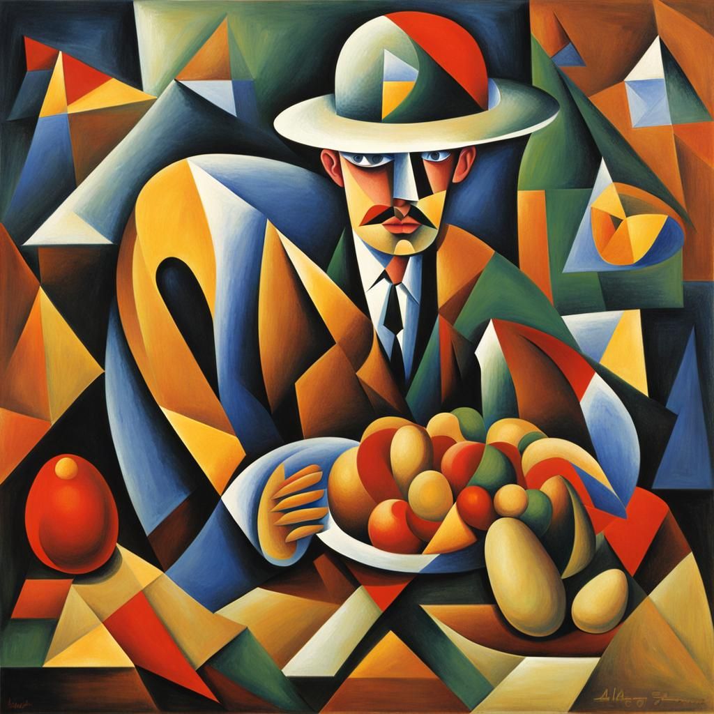 Abstract Cubist Man with Potato Head