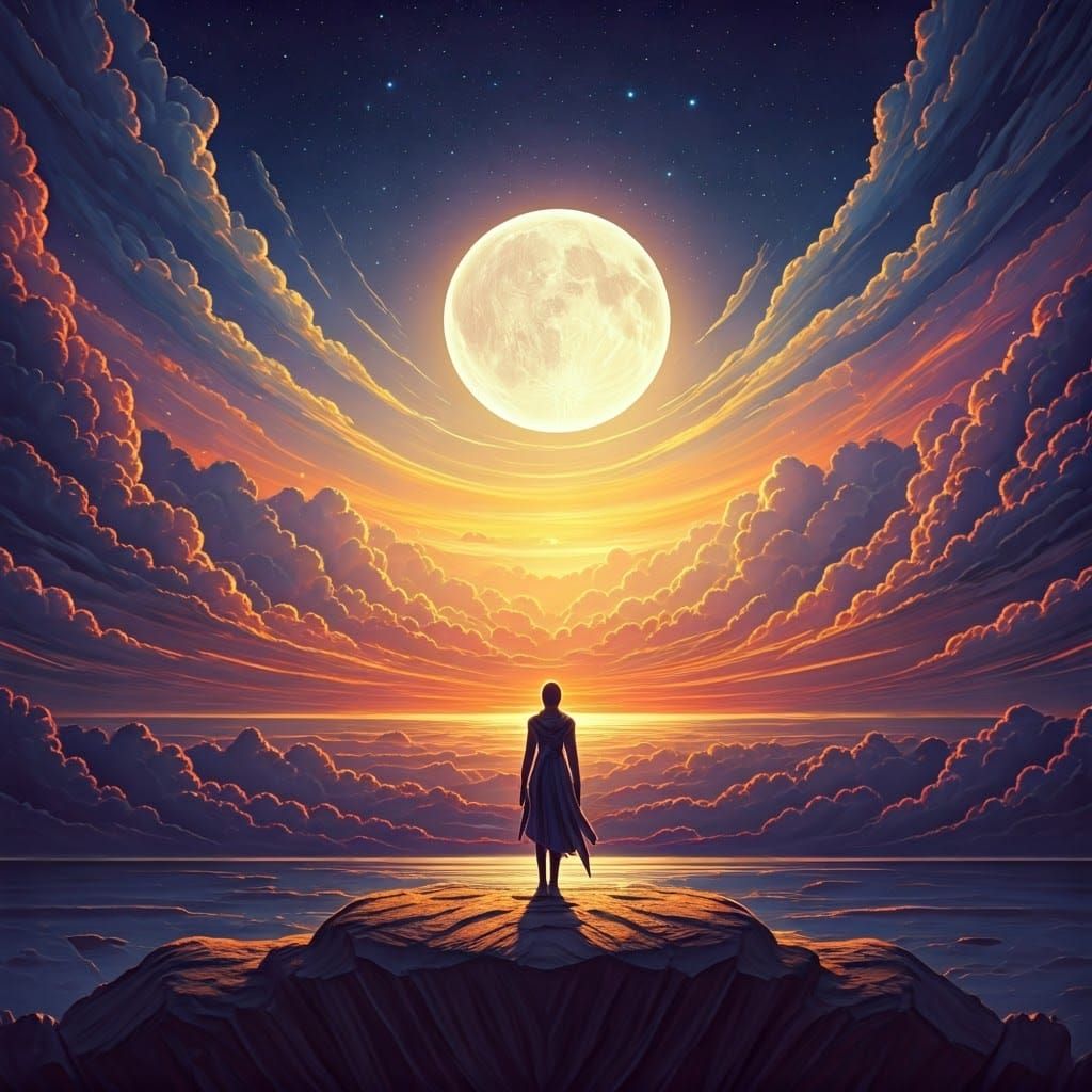 Ethereal Figure Overlooking Starry Expanse