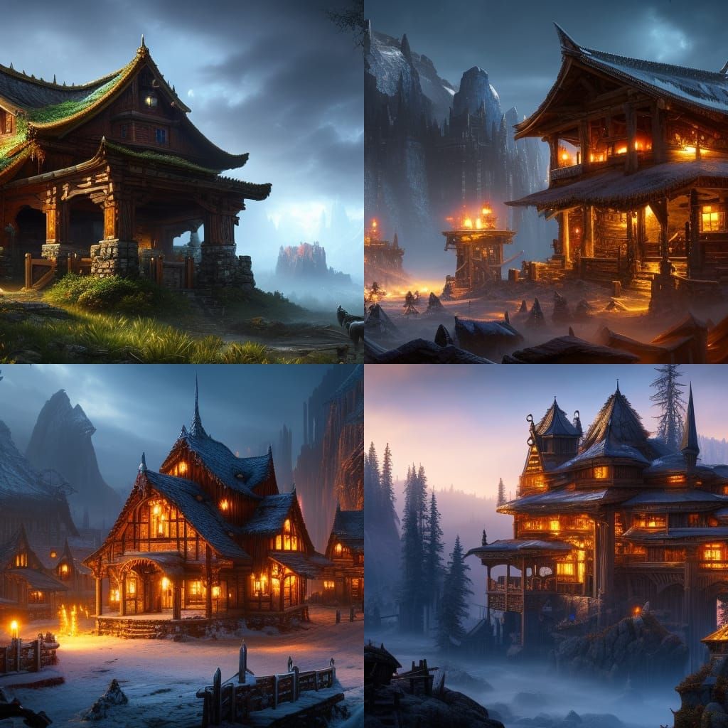 Fearsome Winter Horse Stable: Fantasy Concept Art