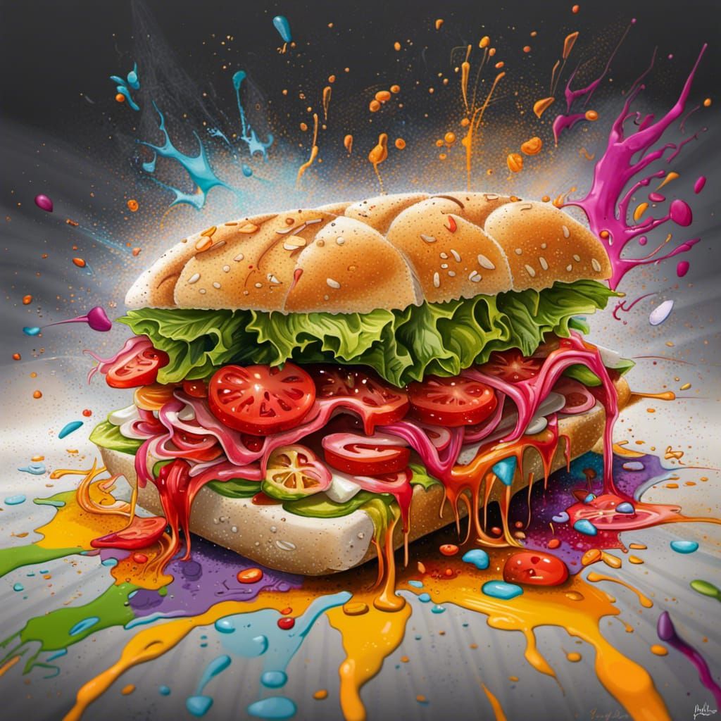 Mustard Sandwich in Graffiti Street Art Style