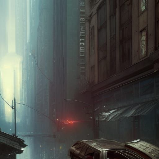 Abandoned Seattle in Dark Fantasy Style