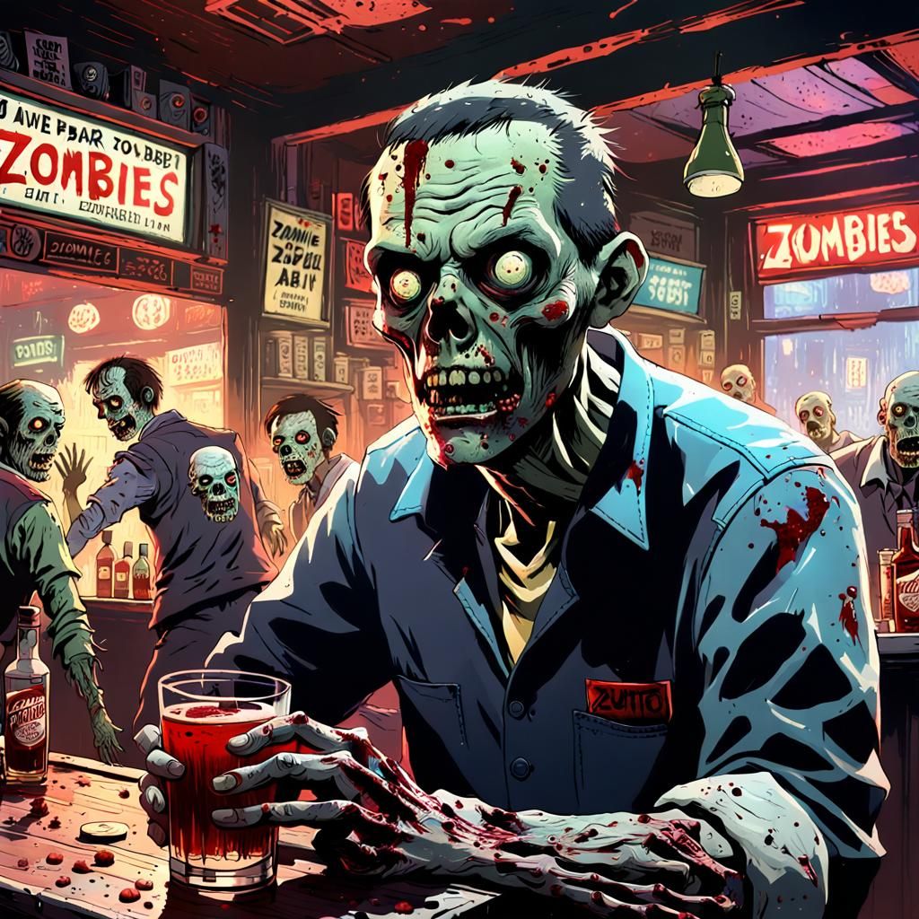 Zombie Bartender in Dive Bar: Horror Speedpaint