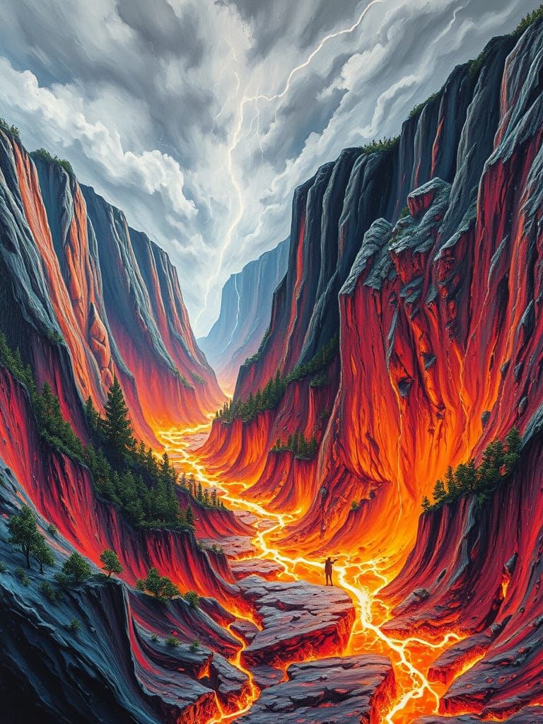 Molten Acrylic Landscape: Impossible Canyons of Fire