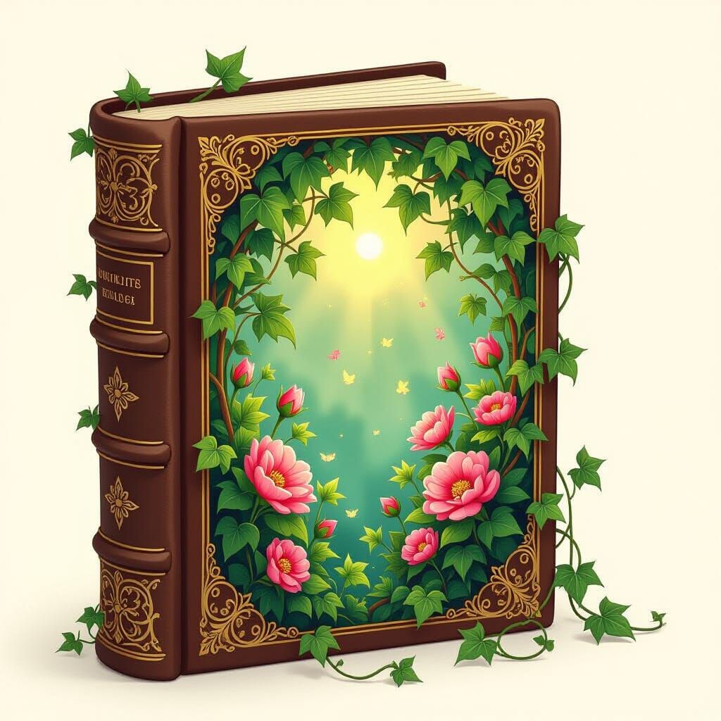 Living Book with Blooming Pages in Ethereal Style