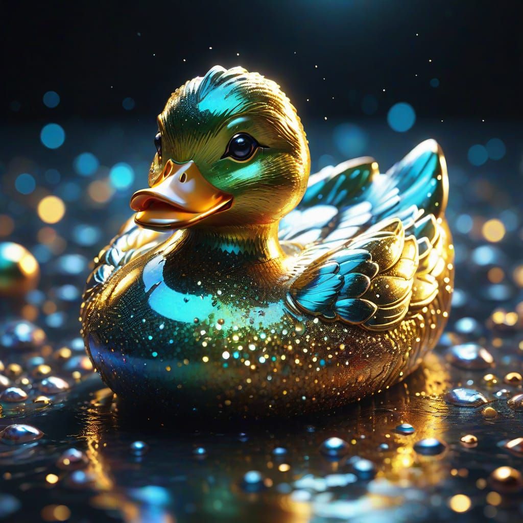 Luxurious, High-Contrast Rubber Ducky in Sparkling Iridescen...