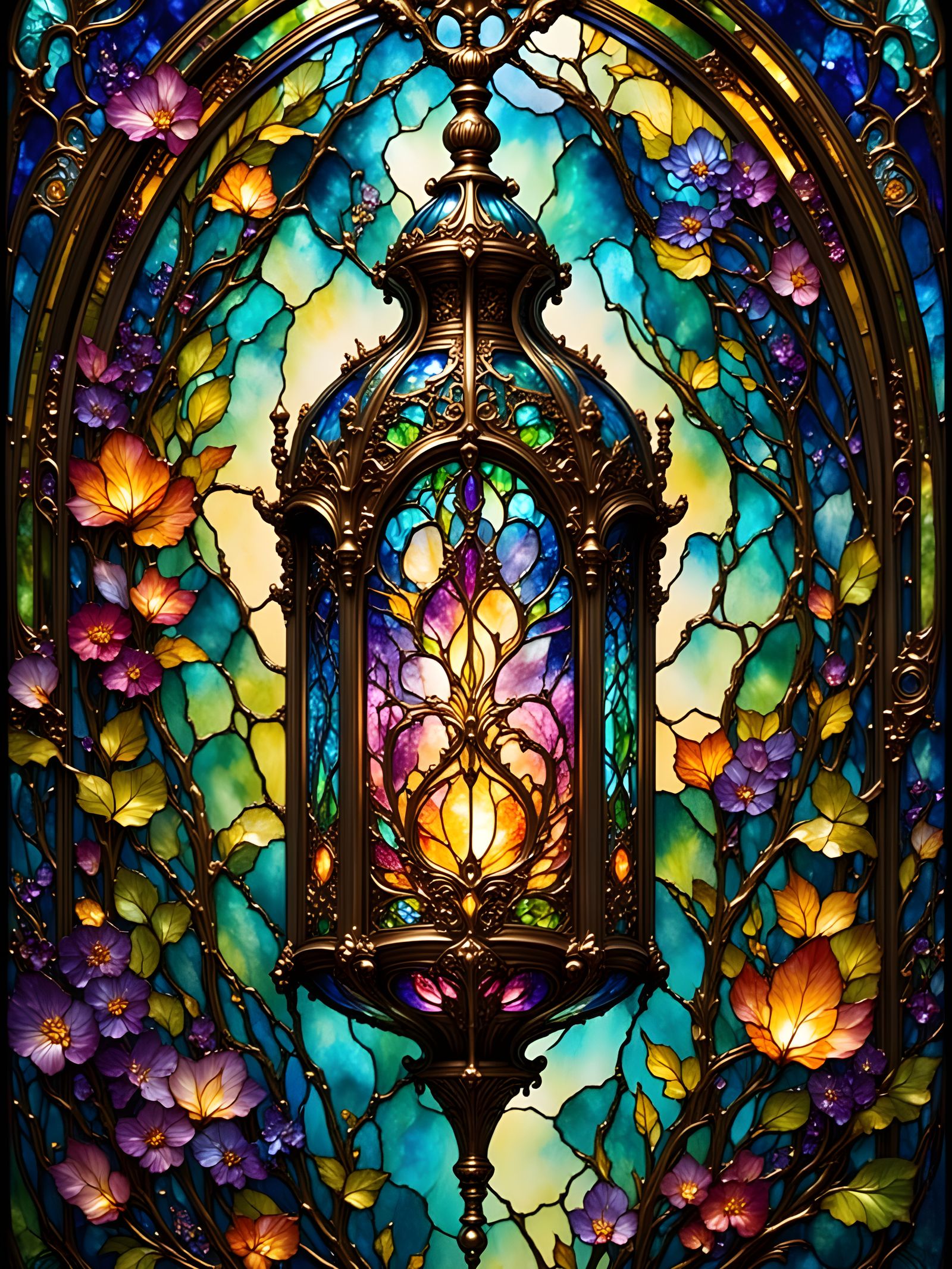 Stained-glass lantern