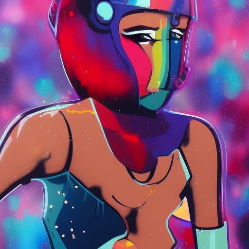 Steampunk Knight and Woman on the Moon