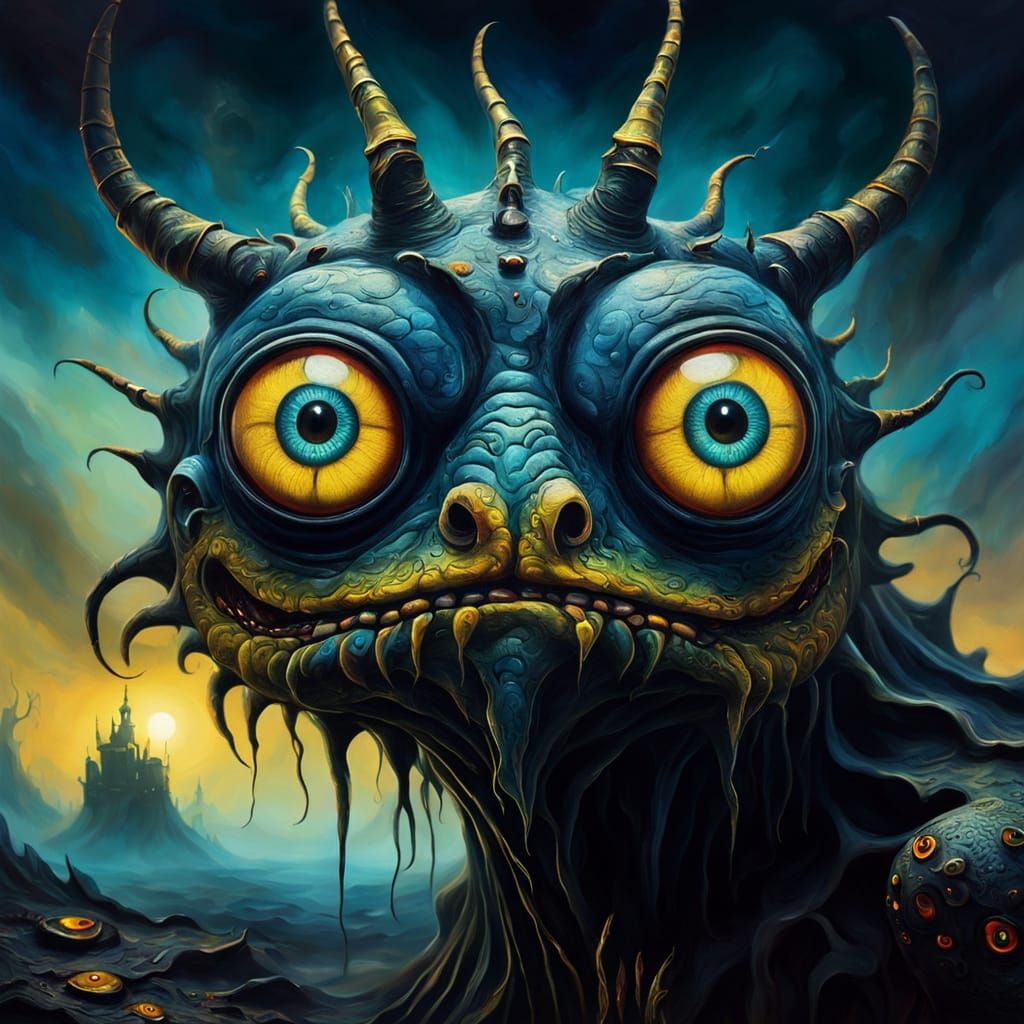 Surreal Creature in Dreamlike Oil Painting