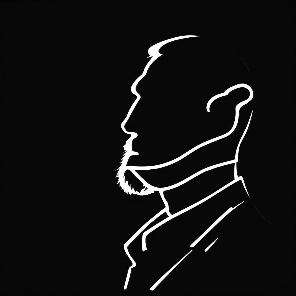 Monochrome Silhouette of Middle-Aged Man Portrait