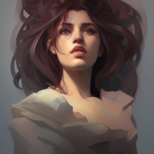 Aries Portrait in Art Nouveau Style