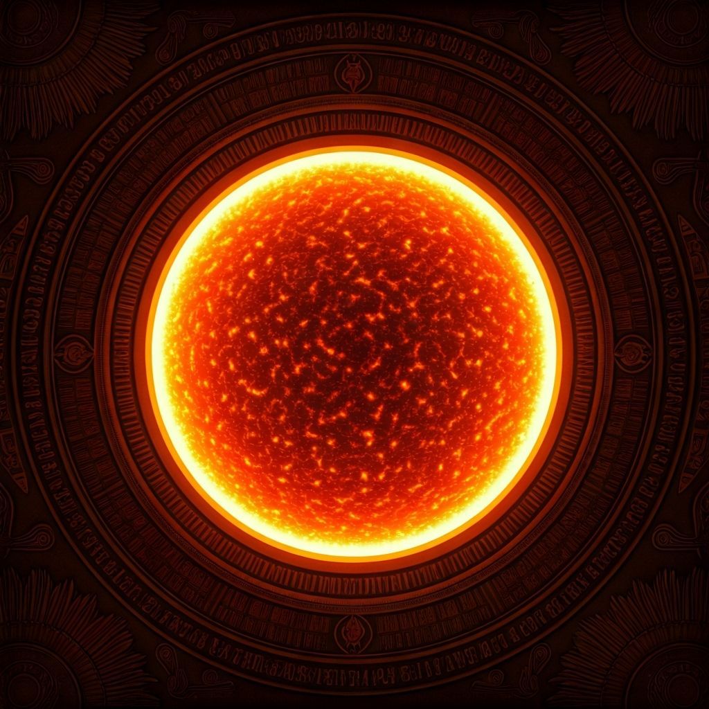 Shimmering Aten Disk with Egyptian Motifs