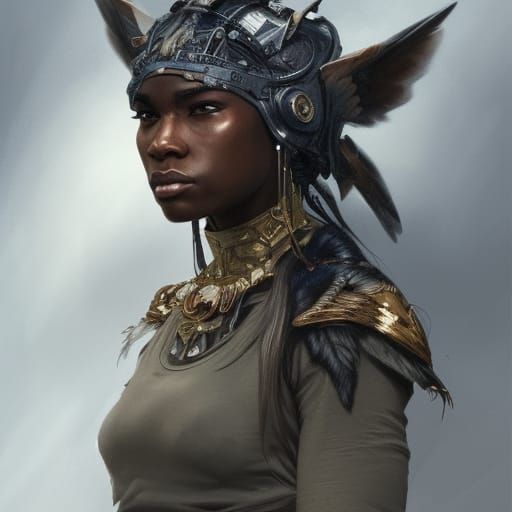 African Americans Strong and powerful winged wolf pack or soldiers dress...