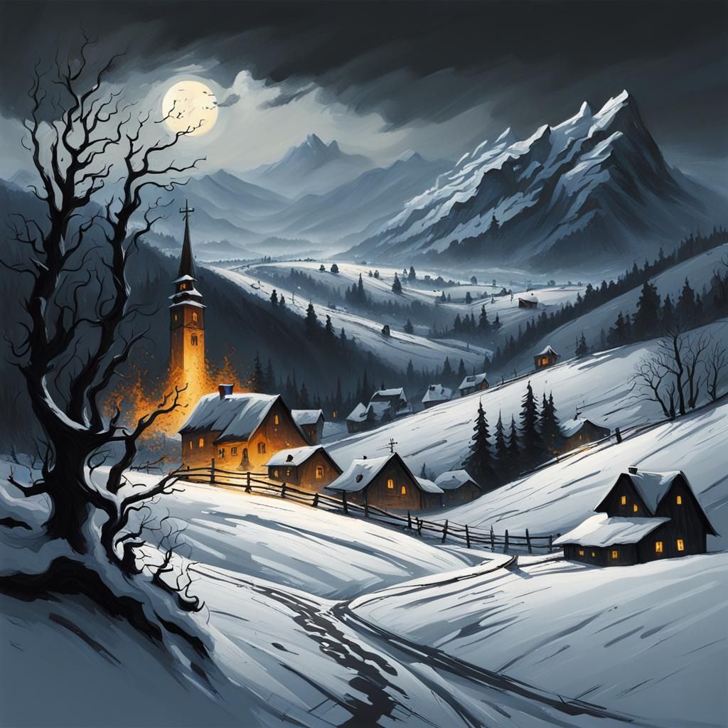 Sinister Slovakian Christmas Landscape by Rutkowski