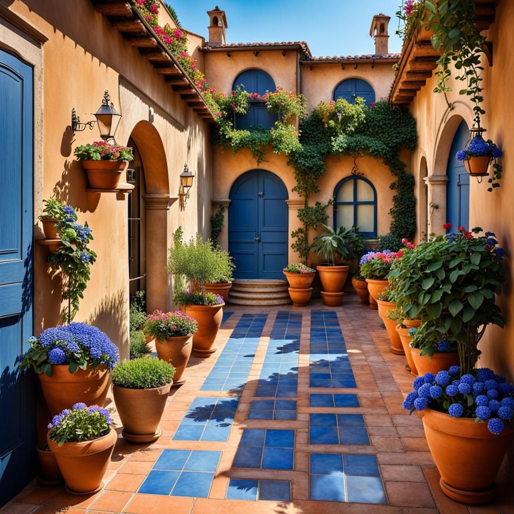 Stunning Italian Courtyard Garden in Mediterranean Style