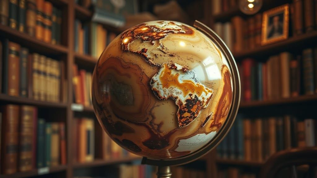 Agate Earth Globe in Nostalgic Style