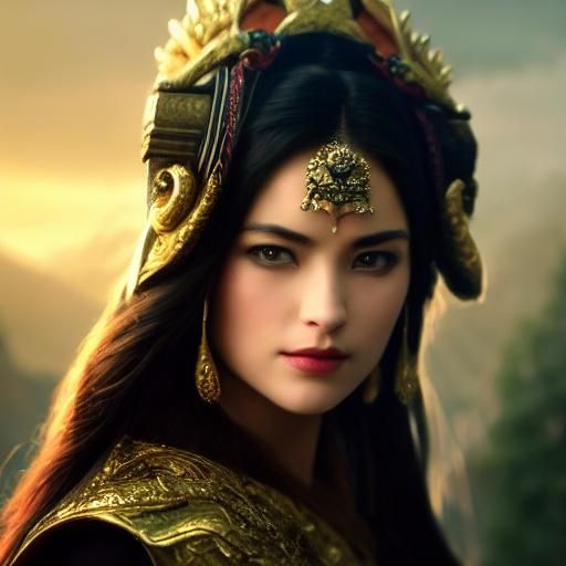 Mountain Priestess Portrait in Art Nouveau Style