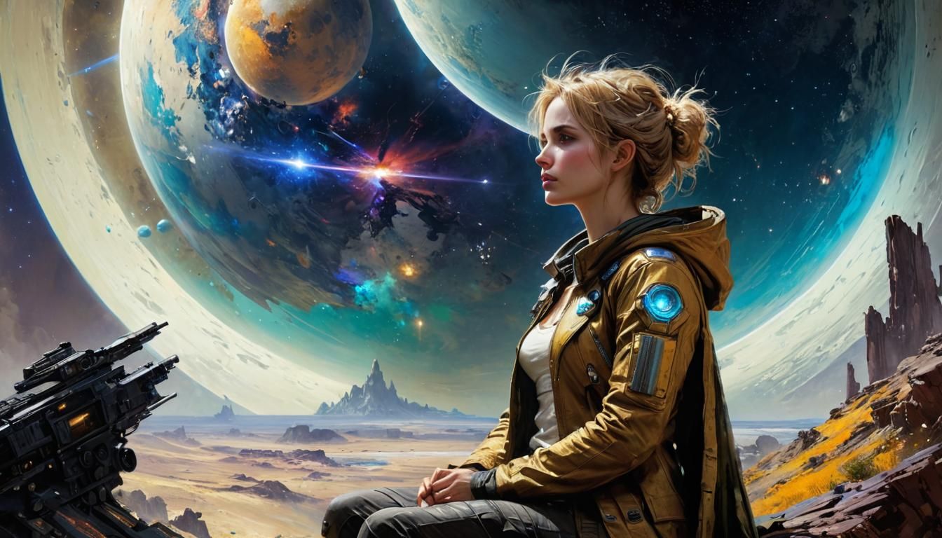 Cosmic Nebula in Solitude: Fine Art Painting