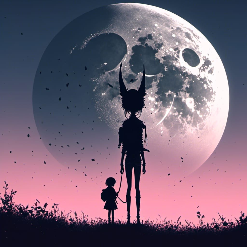 Minimalist Shadow Photography with Moon, Japanese Style