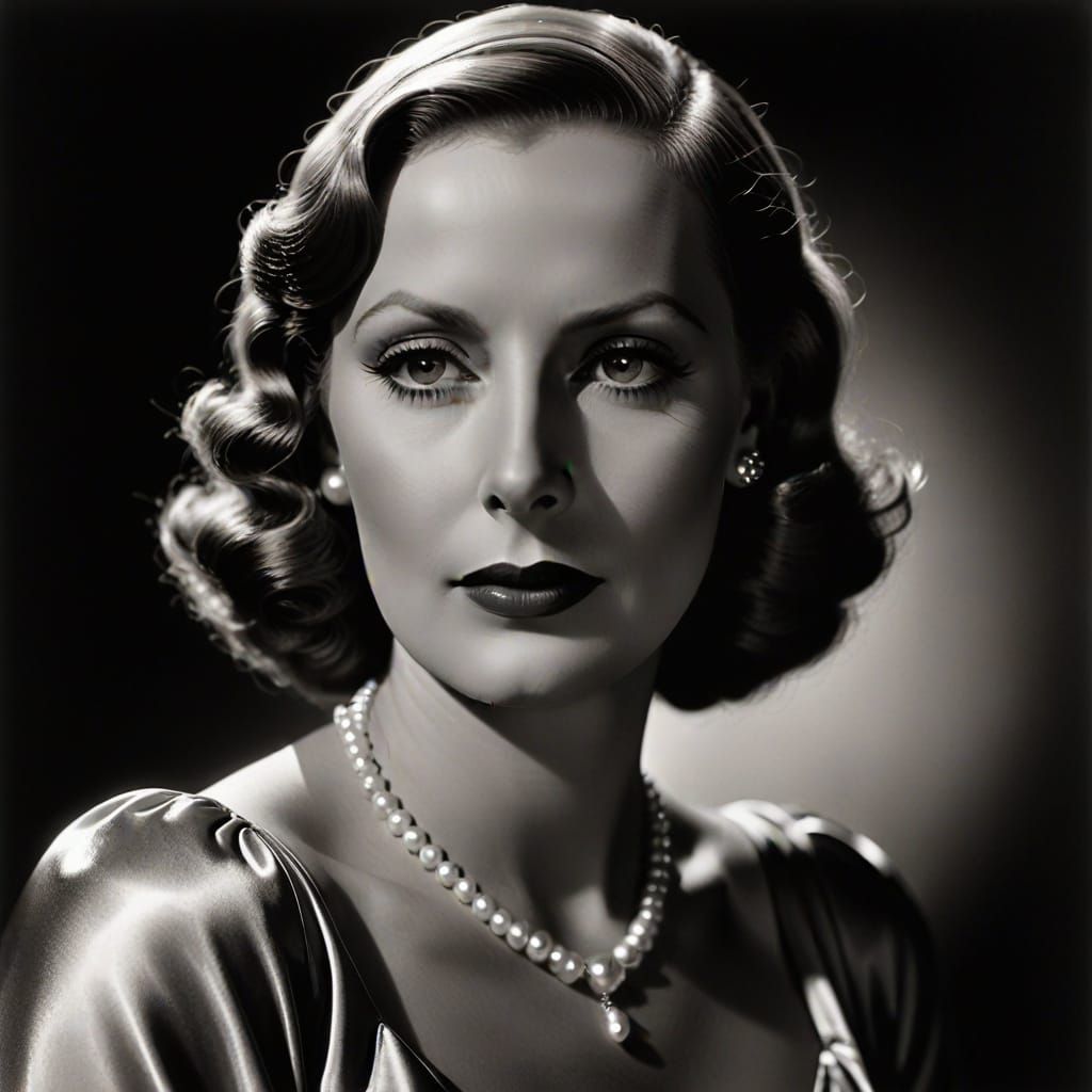 Glamorous Woman in Satin Gown, Hollywood Portrait