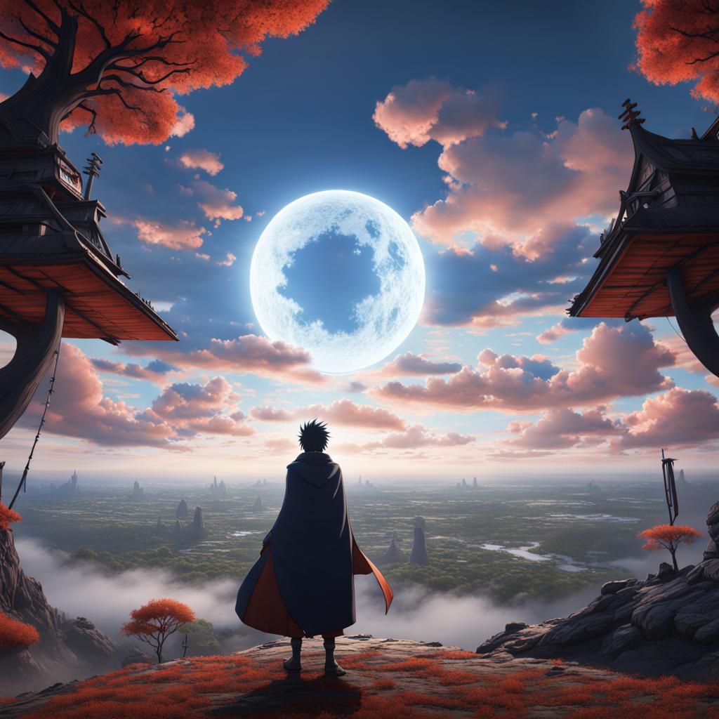 Obito Uchiha Gazing Skyward: Detailed Matte Painting