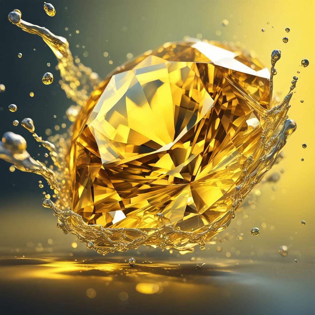 Hyperrealistic Yellow Sapphire in Splash Art Style