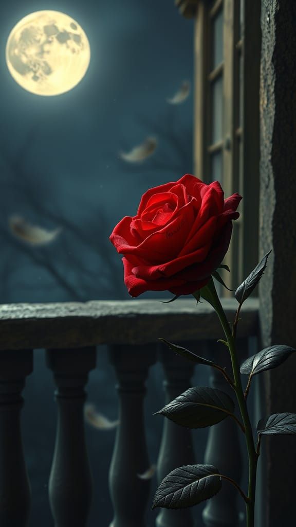 A Moonlit Rose Blooms with Whispers of Love