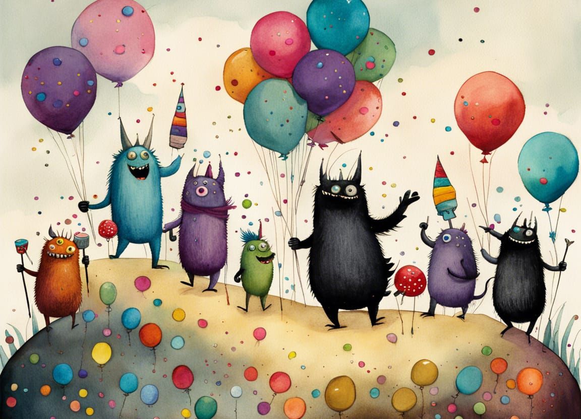 Whimsical Monster Party on Ice Cream Mountain