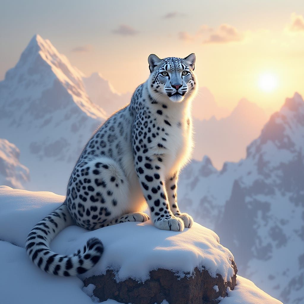 Snow Leopard at Dawn: Wildlife Art