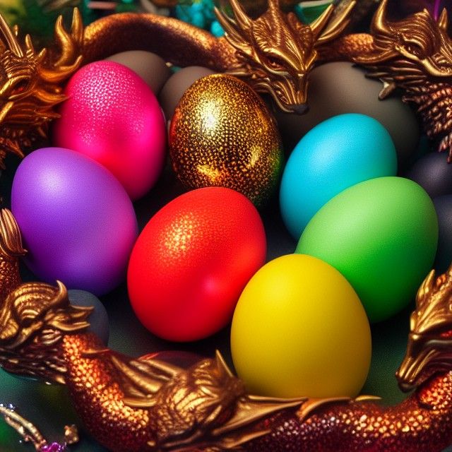 Dragon Eggs on Altar in Hyperrealistic Style