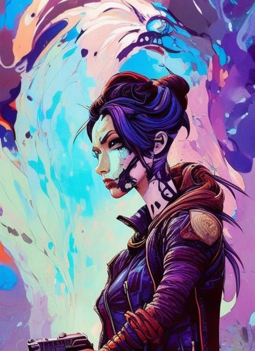 Sneaky Rogue Thief Woman in Hyperdetailed Gouache