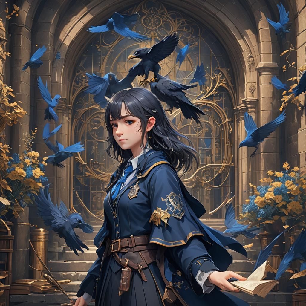 Detailed 3D Anime Ravenclaw Concept Art