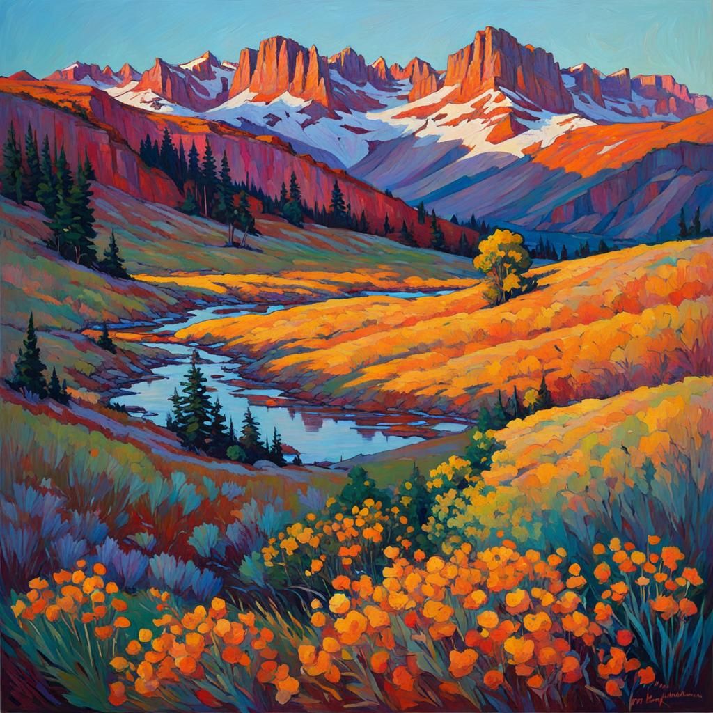 Vibrant Abstract Landscape Painting