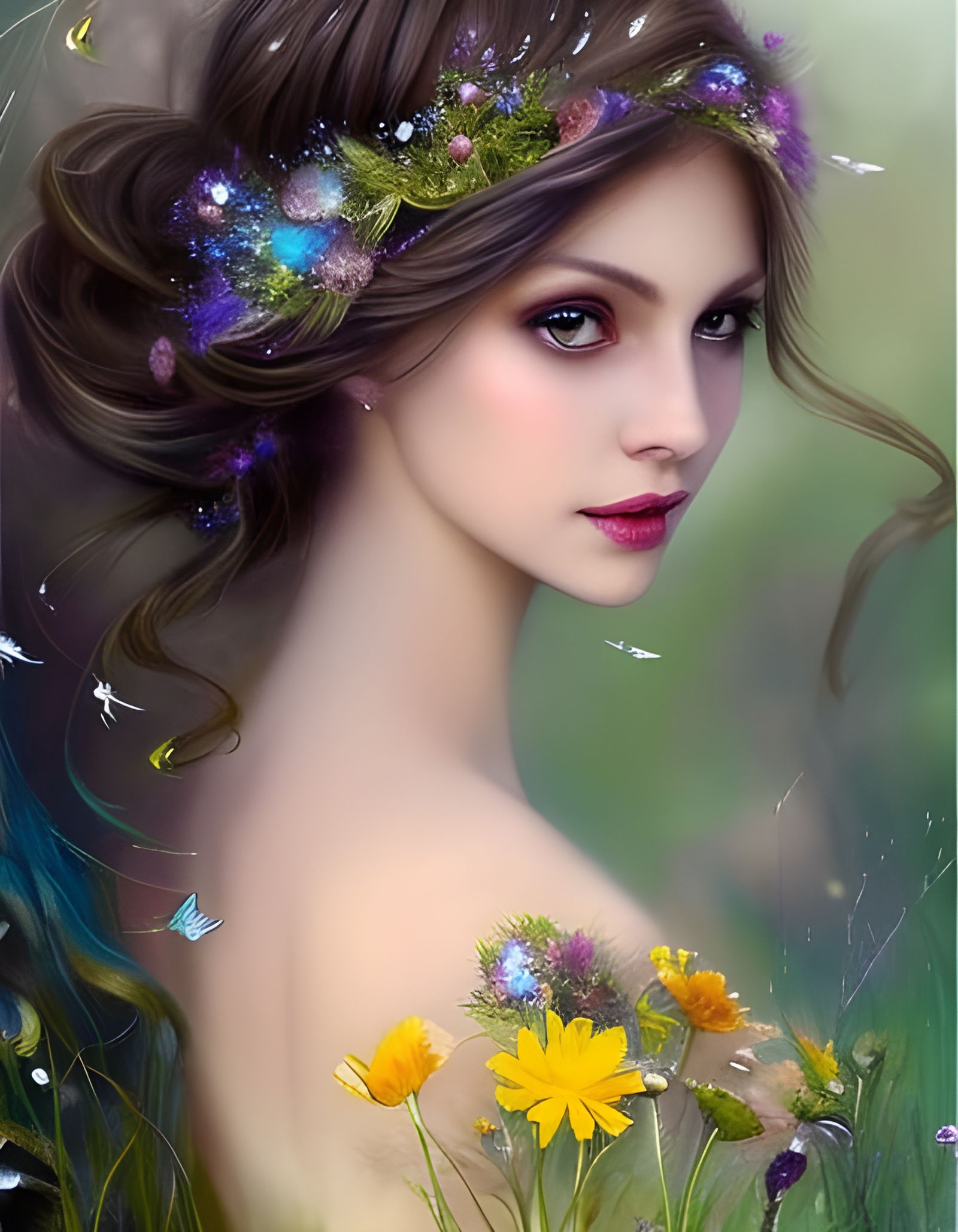 Dandelion Fairy Portrait in Whimsical Fantasy Style