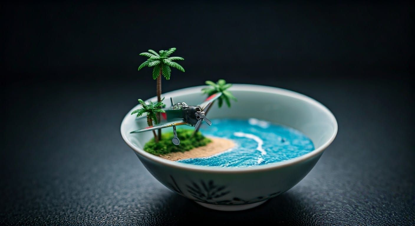 Miniature Japanese Island Teacup Diorama