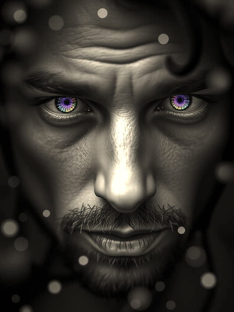 Glowing Eyes in a Hyperrealist Portrait