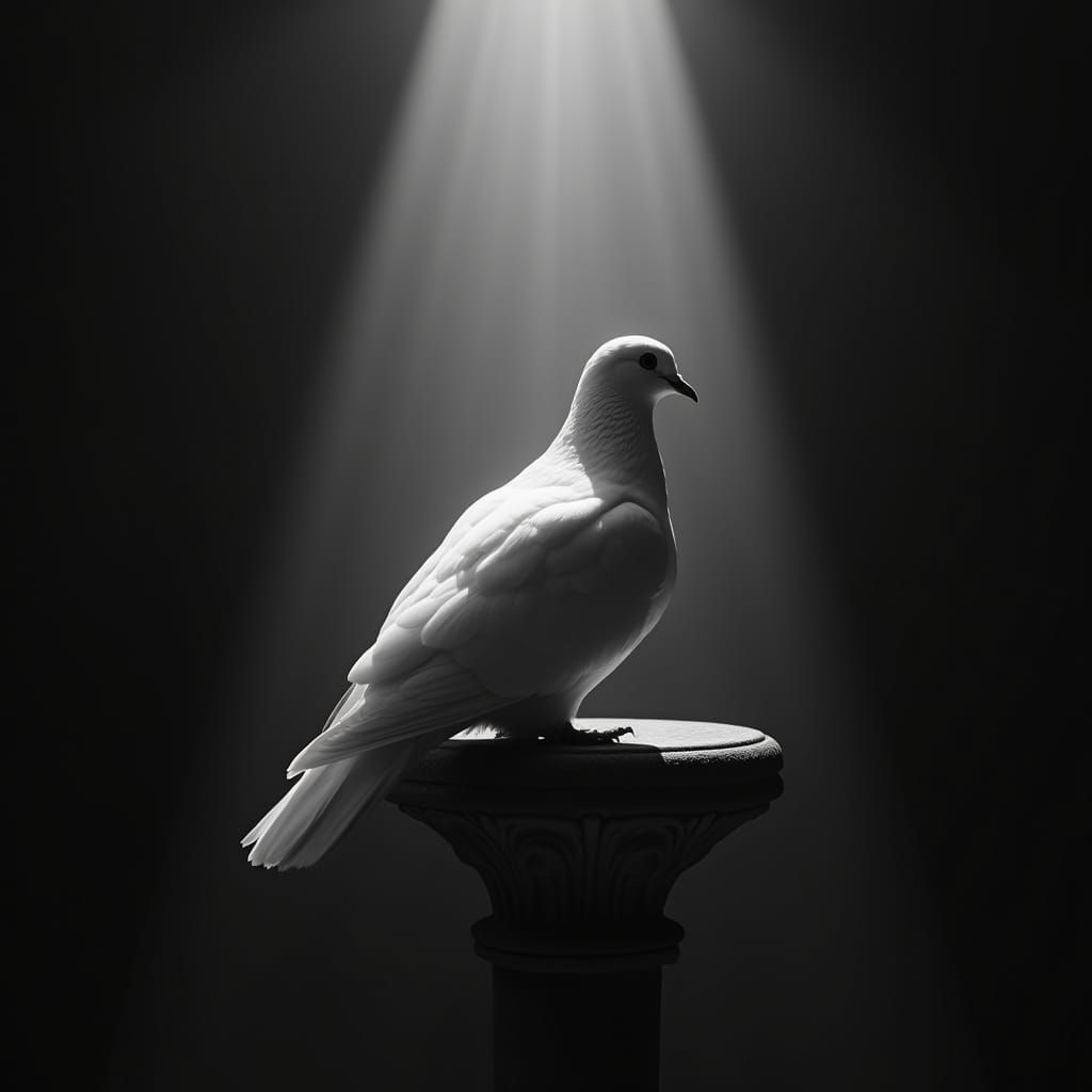 Timeless Dove in Dramatic Black and White