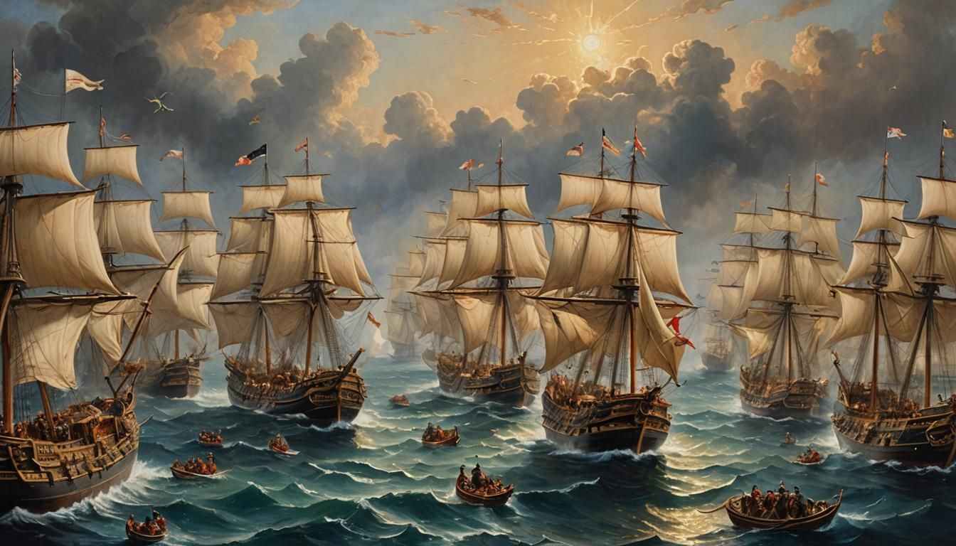 Muslim Victory at the Battle of the Masts as Oil Painting