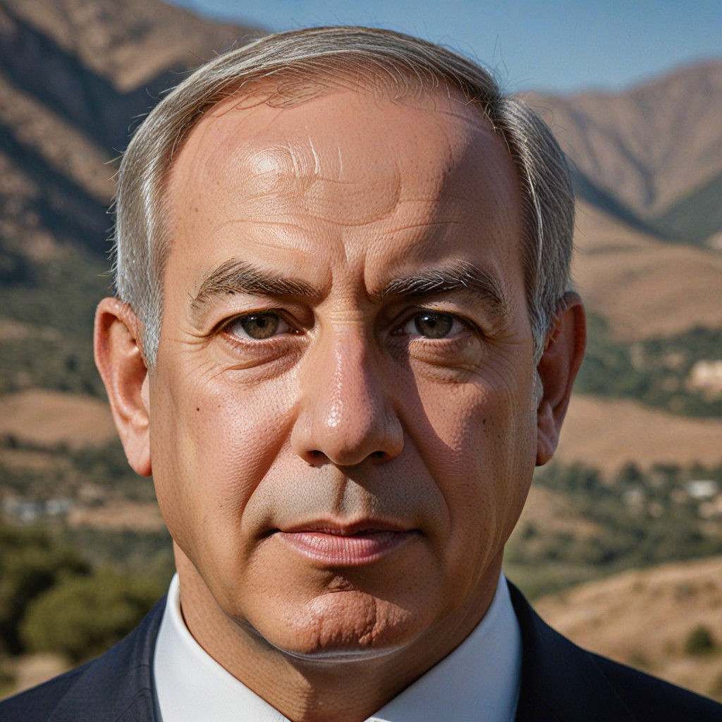 Israeli Leader Benjamin Netanyahu in Photorealistic Portrait