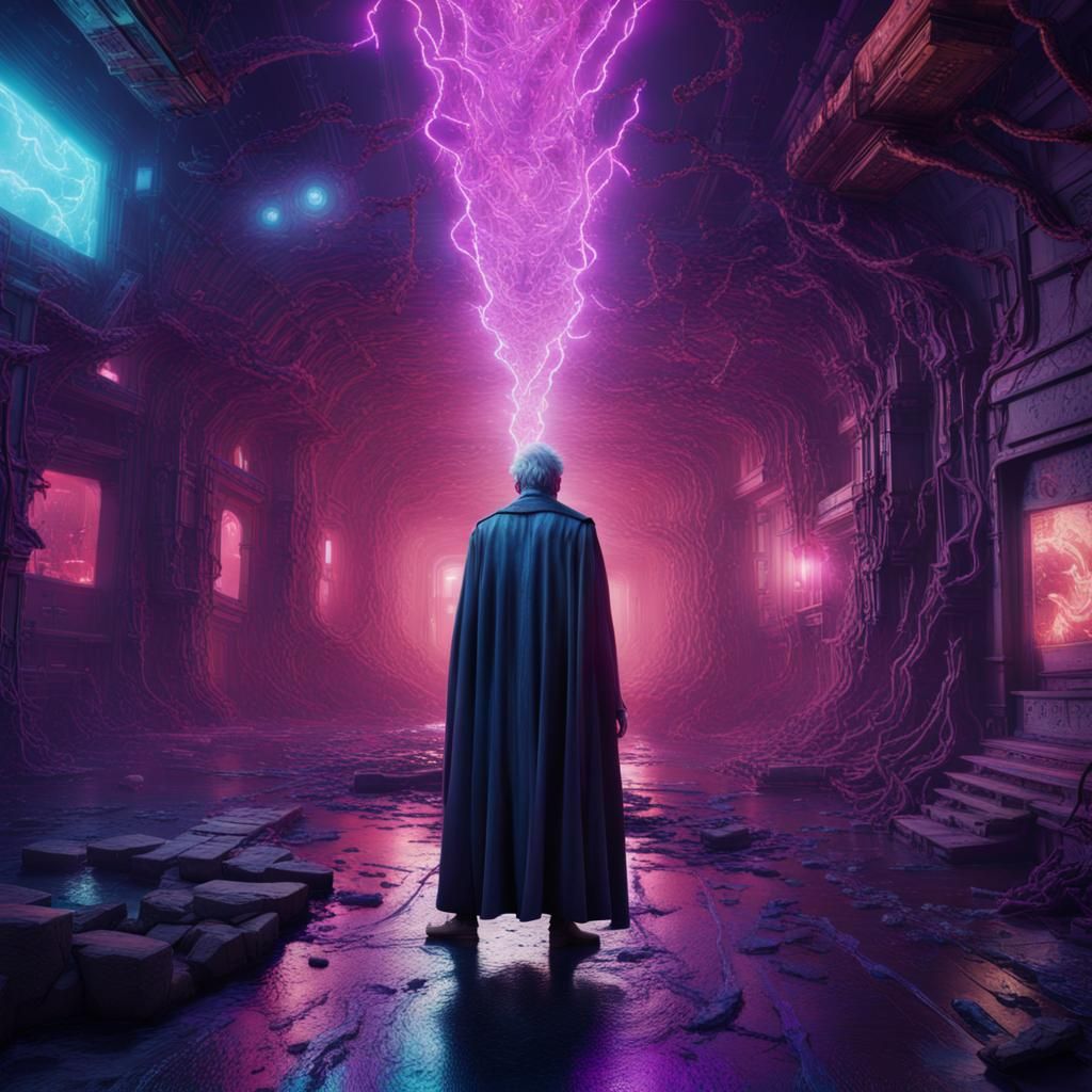 Magneto in Cyberpunk Style with Ultraviolet Lighting