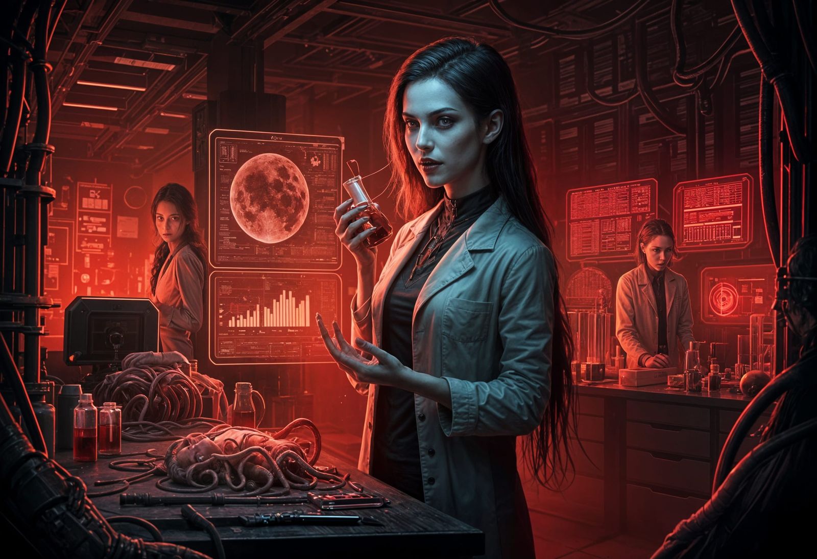 Vampires in a Futuristic Biotech Laboratory