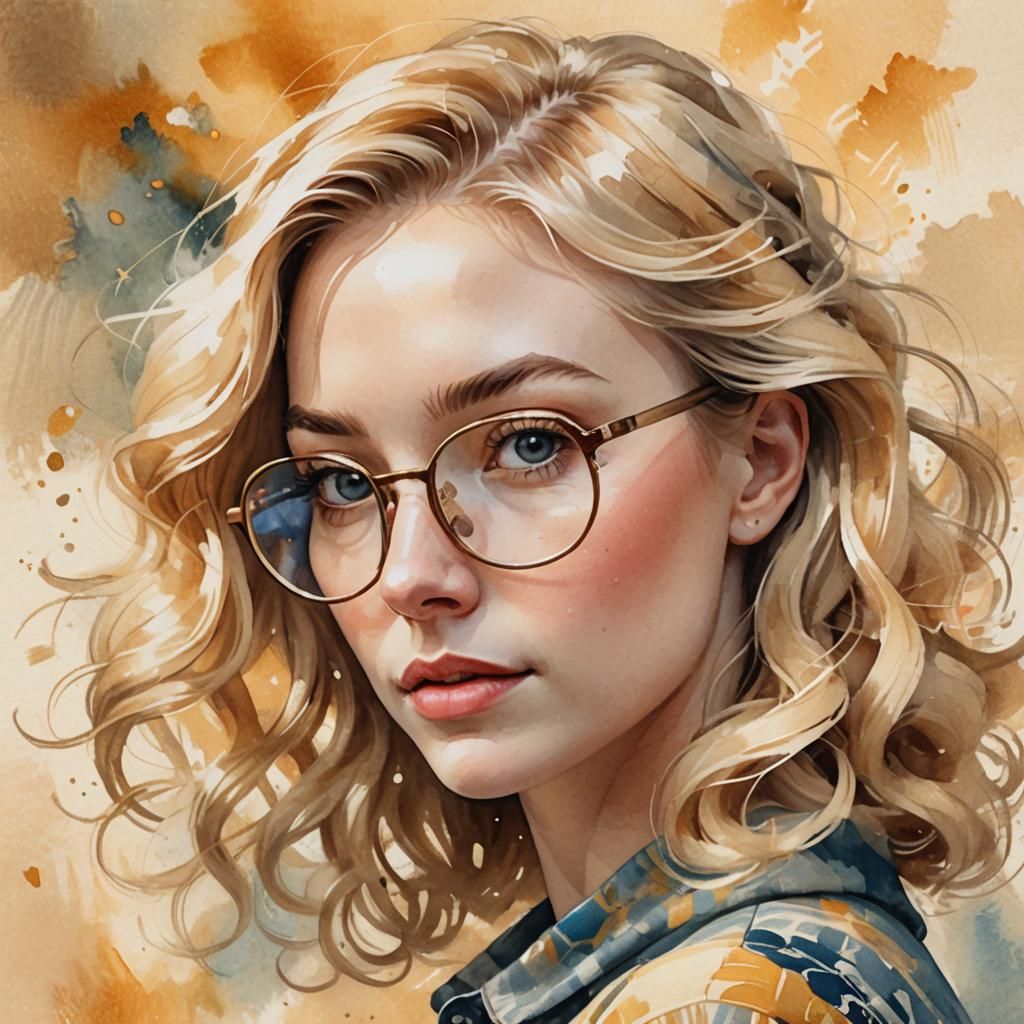 Dreamy Portrait Illustration in Watercolor Style