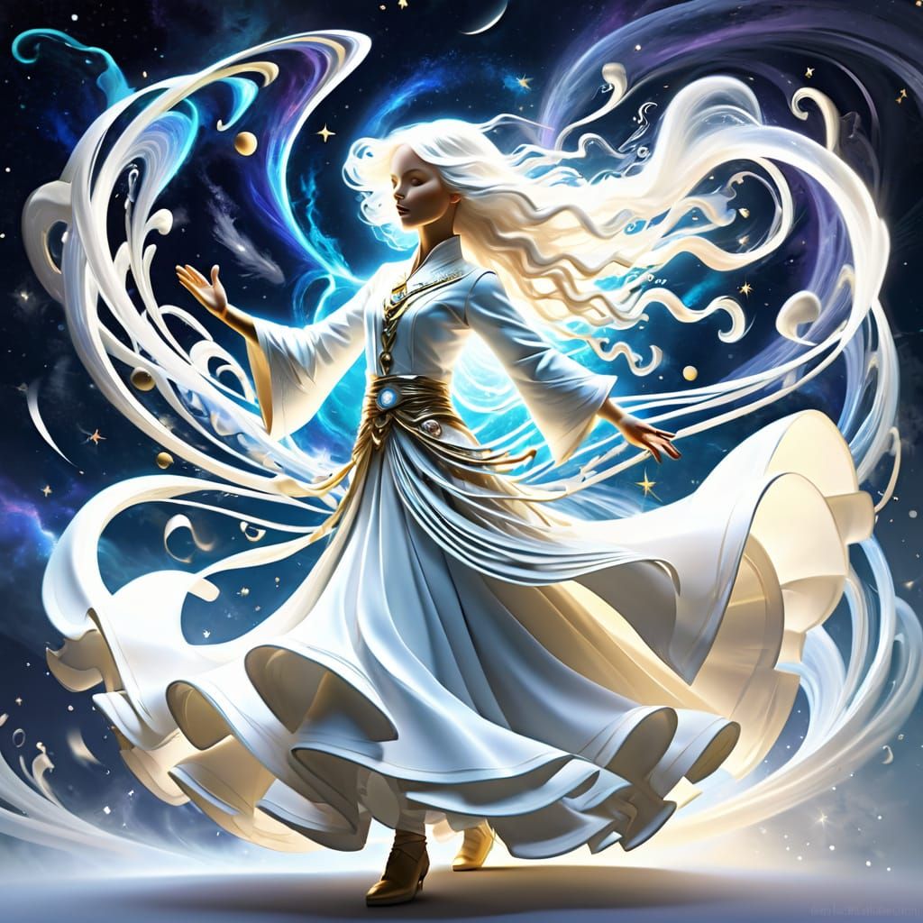 Cosmic White Strands Dance in Harmony